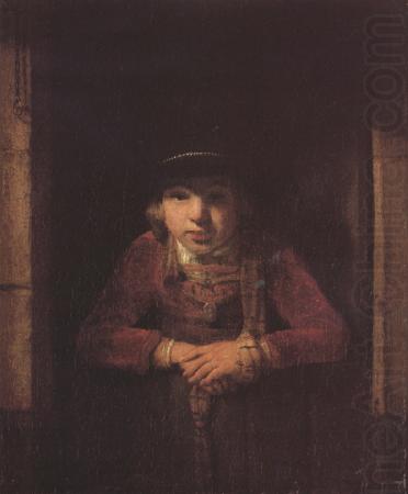 A Young Man wearing a Hat decorated with Pearls and a gold Medallion in a Half-Door (mk33), Samuel van hoogstraten